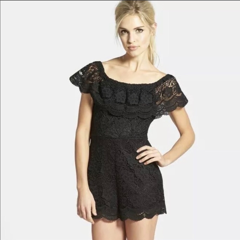 Black Lace Off The Shoulder Romper